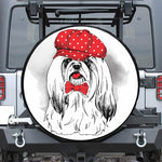 Red Cap Yorkshire Terrier Print Leather Spare Tire Cover