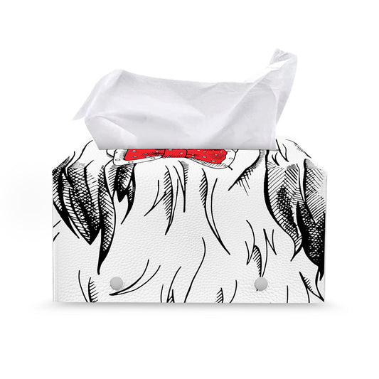 Red Cap Yorkshire Terrier Print Leather Tissue Box Cover
