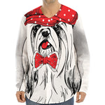 Red Cap Yorkshire Terrier Print Long Sleeve Baseball Jersey