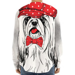 Red Cap Yorkshire Terrier Print Long Sleeve Baseball Jersey