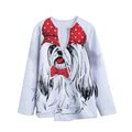 Red Cap Yorkshire Terrier Print Long Sleeve Short Coat