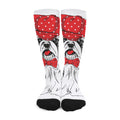 Red Cap Yorkshire Terrier Print Long Socks