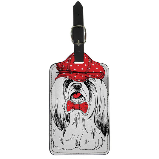 Red Cap Yorkshire Terrier Print Luggage Tag