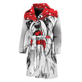 Red Cap Yorkshire Terrier Print Men's Bathrobe