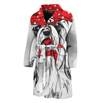 Red Cap Yorkshire Terrier Print Men's Bathrobe