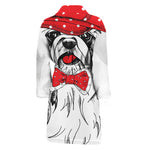 Red Cap Yorkshire Terrier Print Men's Bathrobe