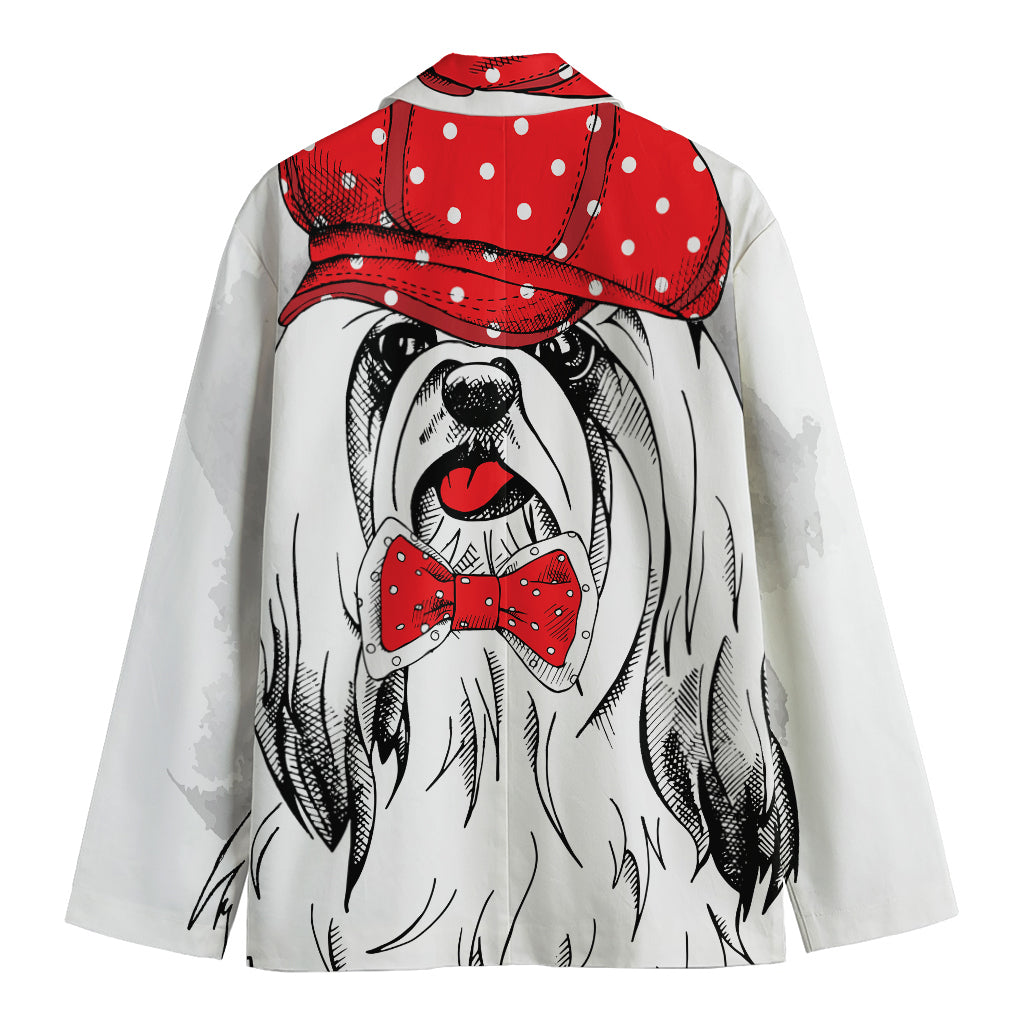 Red Cap Yorkshire Terrier Print Men's Blazer