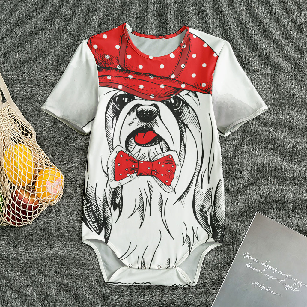 Red Cap Yorkshire Terrier Print Men's Bodysuit