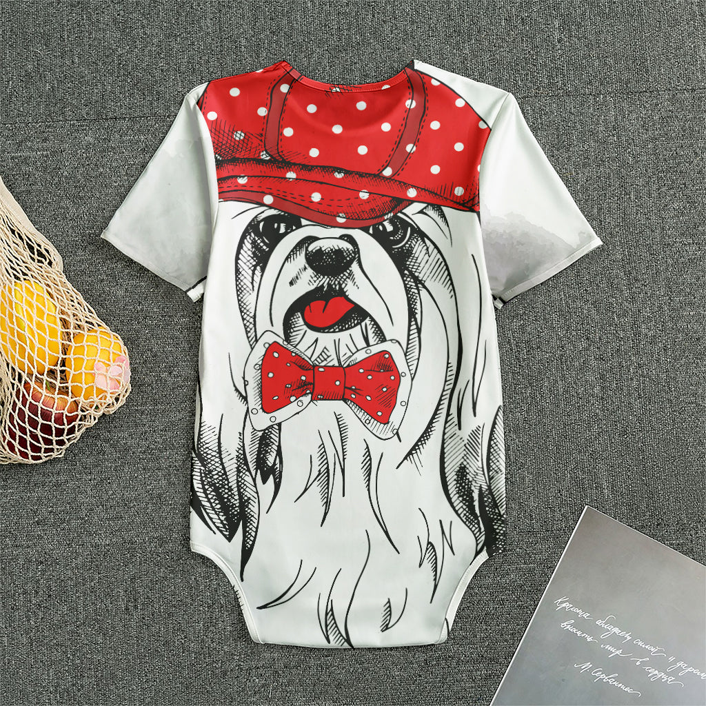 Red Cap Yorkshire Terrier Print Men's Bodysuit