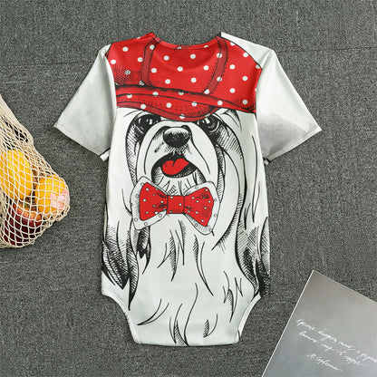 Red Cap Yorkshire Terrier Print Men's Bodysuit