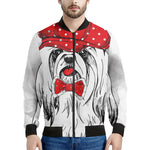 Red Cap Yorkshire Terrier Print Men's Bomber Jacket