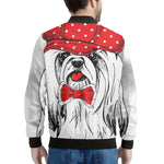 Red Cap Yorkshire Terrier Print Men's Bomber Jacket