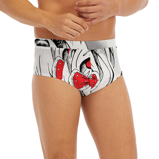 Red Cap Yorkshire Terrier Print Men's Briefs