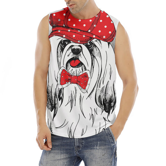 Red Cap Yorkshire Terrier Print Men's Fitness Tank Top