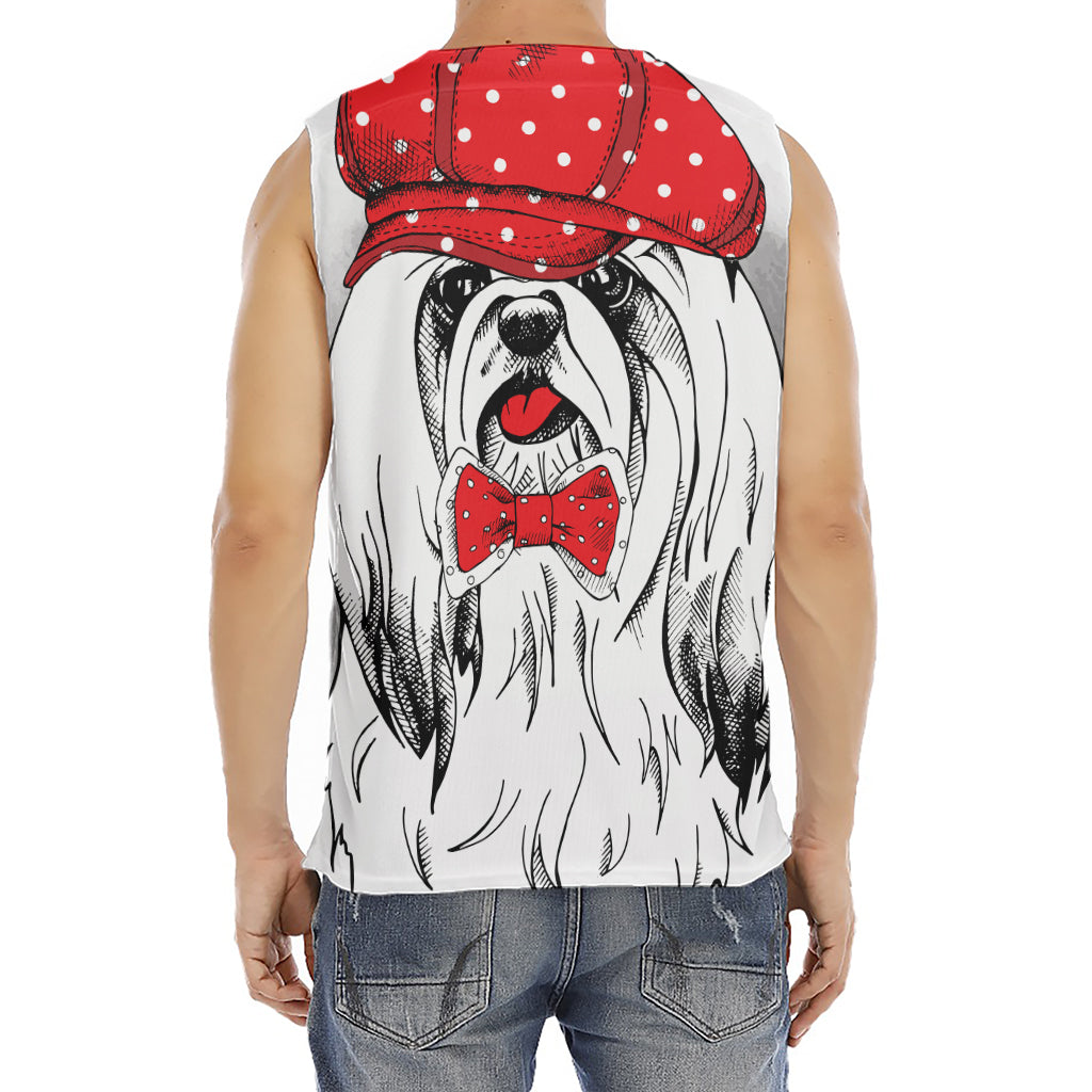 Red Cap Yorkshire Terrier Print Men's Fitness Tank Top