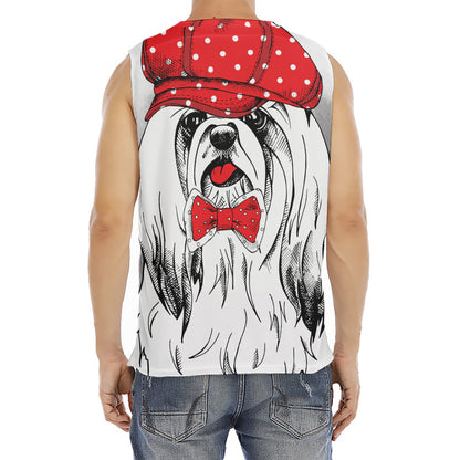 Red Cap Yorkshire Terrier Print Men's Fitness Tank Top