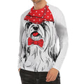 Red Cap Yorkshire Terrier Print Men's Long Sleeve Rash Guard