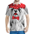 Red Cap Yorkshire Terrier Print Men's Polo Shirt