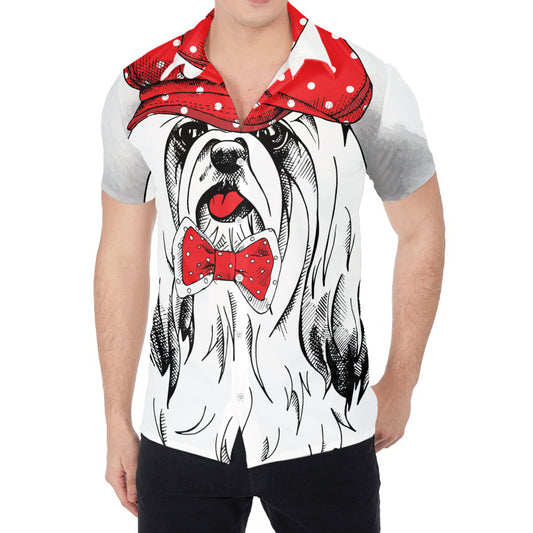 Red Cap Yorkshire Terrier Print Men's Shirt