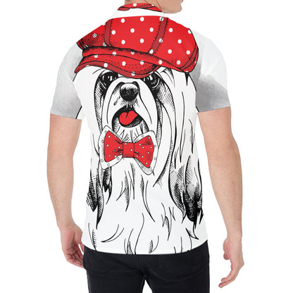 Red Cap Yorkshire Terrier Print Men's Shirt