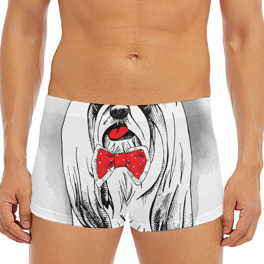 Red Cap Yorkshire Terrier Print Men's Short Boxer Briefs