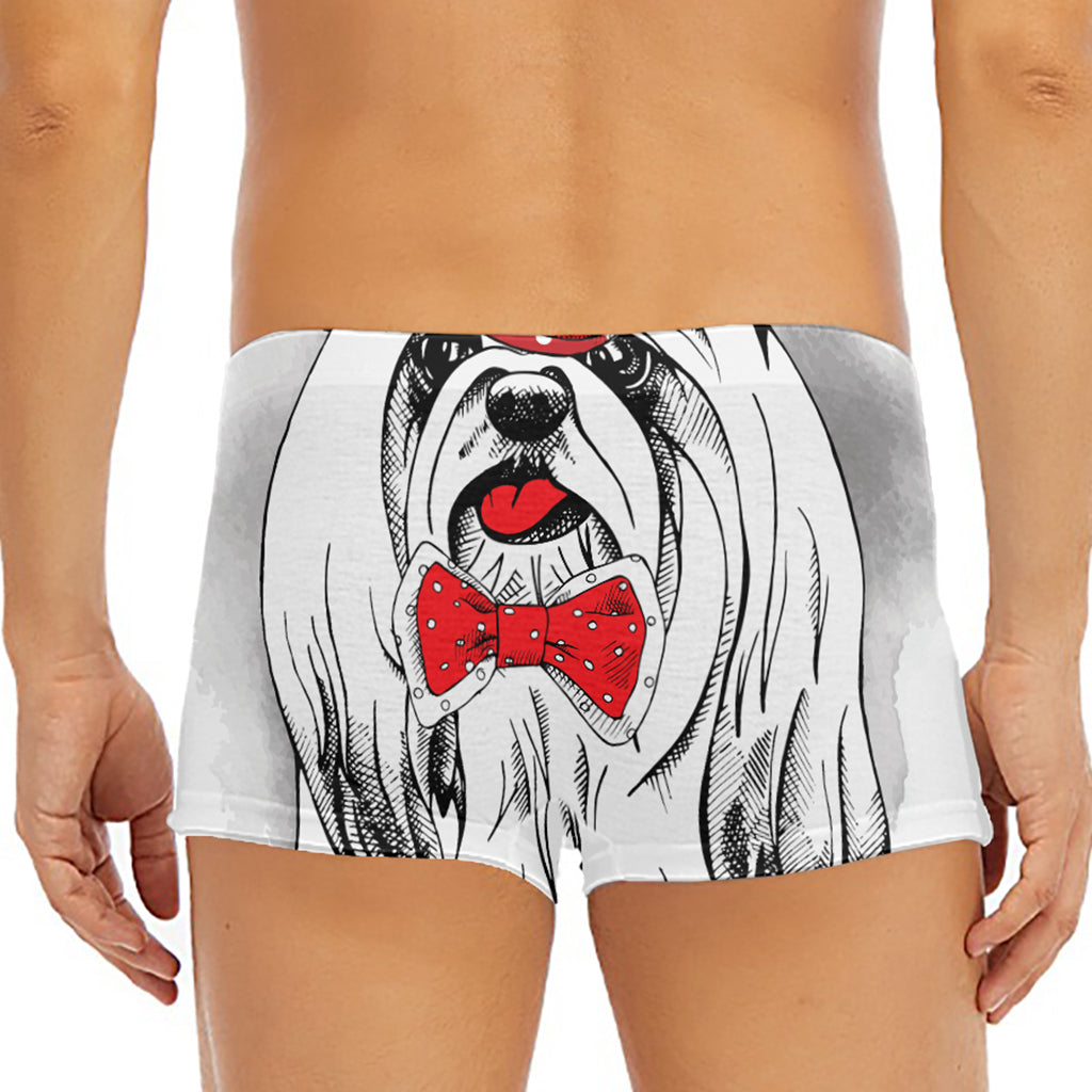 Red Cap Yorkshire Terrier Print Men's Short Boxer Briefs