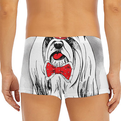 Red Cap Yorkshire Terrier Print Men's Short Boxer Briefs