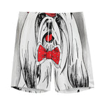 Red Cap Yorkshire Terrier Print Men's Sports Shorts