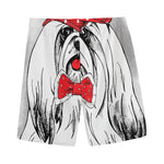 Red Cap Yorkshire Terrier Print Men's Sports Shorts