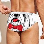 Red Cap Yorkshire Terrier Print Men's Swim Briefs