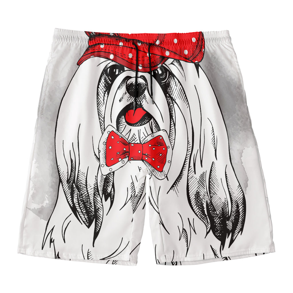 Red Cap Yorkshire Terrier Print Men's Swim Trunks