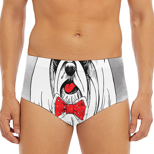 Red Cap Yorkshire Terrier Print Men's Triangle Swim Briefs