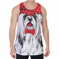 Red Cap Yorkshire Terrier Print Men's Velvet Tank Top