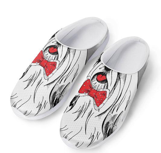 Red Cap Yorkshire Terrier Print Mesh Casual Shoes