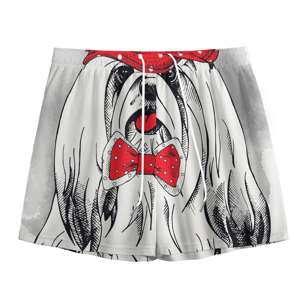 Red Cap Yorkshire Terrier Print Mesh Shorts
