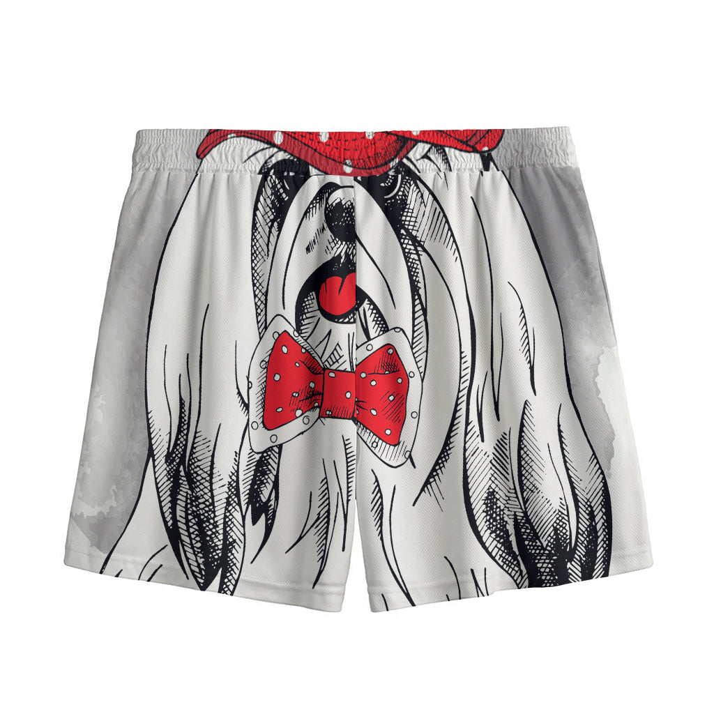 Red Cap Yorkshire Terrier Print Mesh Shorts
