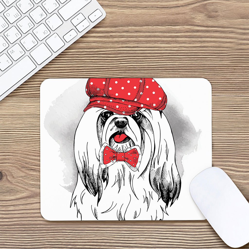 Red Cap Yorkshire Terrier Print Mouse Pad