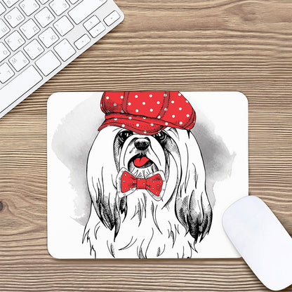 Red Cap Yorkshire Terrier Print Mouse Pad