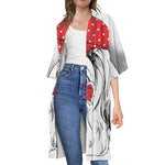 Red Cap Yorkshire Terrier Print Open Front Beach Cover Up