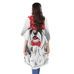 Red Cap Yorkshire Terrier Print Open Front Beach Cover Up