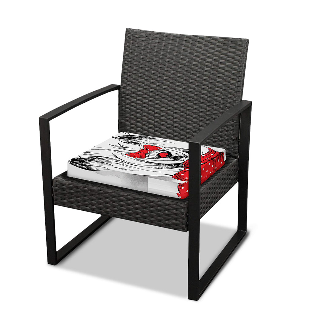Red Cap Yorkshire Terrier Print Outdoor Seat Cushion Cover