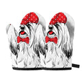 Red Cap Yorkshire Terrier Print Oven Mitts