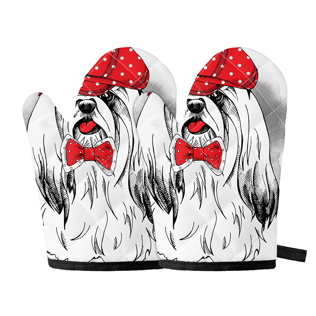 Red Cap Yorkshire Terrier Print Oven Mitts