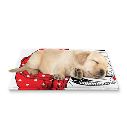 Red Cap Yorkshire Terrier Print Pet Cooling Mat Cover