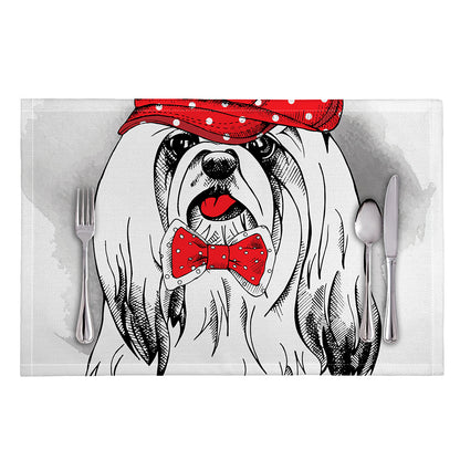 Red Cap Yorkshire Terrier Print Placemat