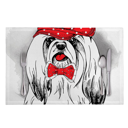 Red Cap Yorkshire Terrier Print Placemat