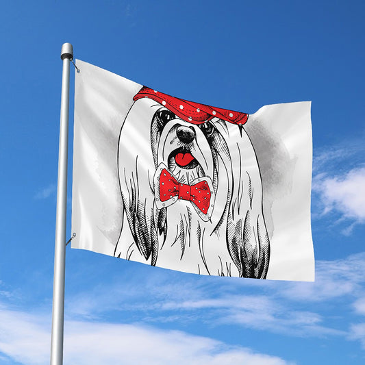 Red Cap Yorkshire Terrier Print Polyester Flag