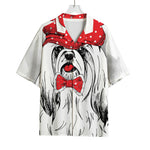 Red Cap Yorkshire Terrier Print Rayon Hawaiian Shirt