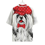 Red Cap Yorkshire Terrier Print Rayon Hawaiian Shirt