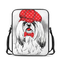 Red Cap Yorkshire Terrier Print Rectangular Crossbody Bag